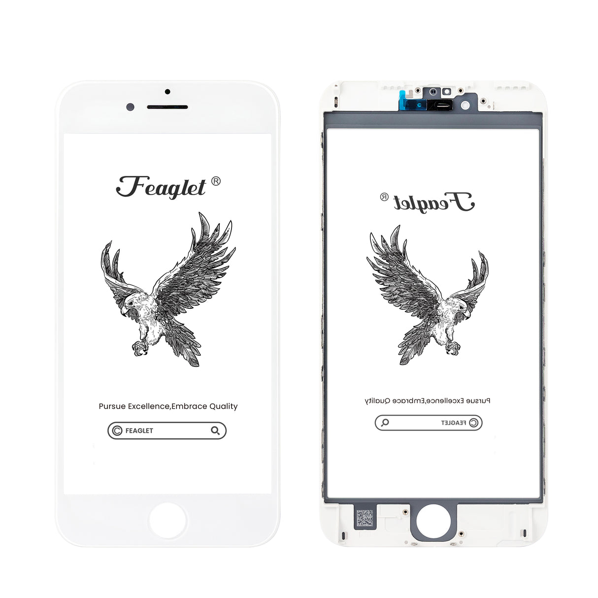 For iPhone Glass With Frame (3 in 1) -IP 6SPLUS  White