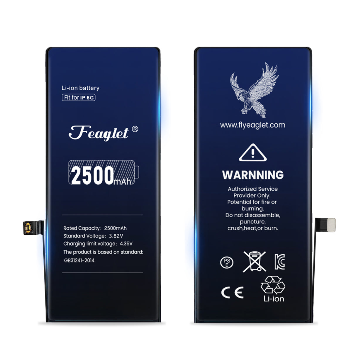 High Capacity iPhone 6 Battery Replacement Original BMS Low Impedance & 800 Cycles Maximum | 2500mAh|-Fly Eagle Feaglet Battery