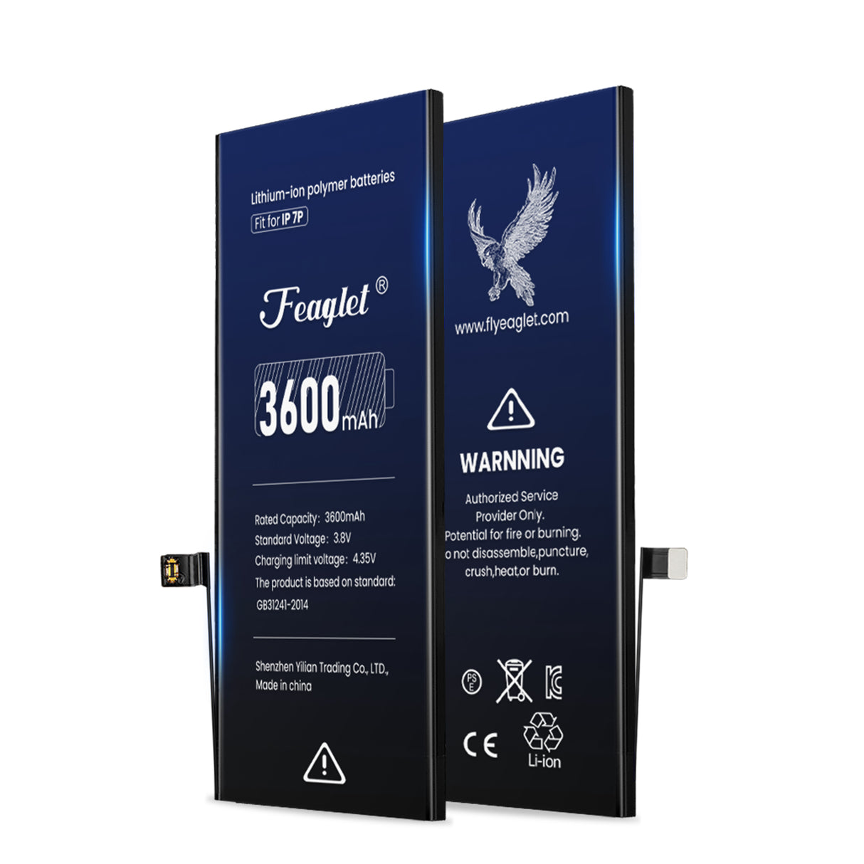 High Capacity iPhone 7 Plus Battery Replacement Original BMS Low Impedance & 800 Cycles Maximum |3600 mAh|-Fly Eagle Feaglet Battery